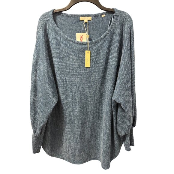 Max Studio Blue Textured Oversized Knit Sweater Top Sz 1X Top. NWT - Picture 7 of 12